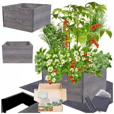 Wooden Raised Garden Bed Planter Box Veg Trug - 36x80x60cm + Free Gardener's Kit
