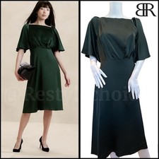 Banana Republic dark forest Green flutter  sleeve Midi Dress