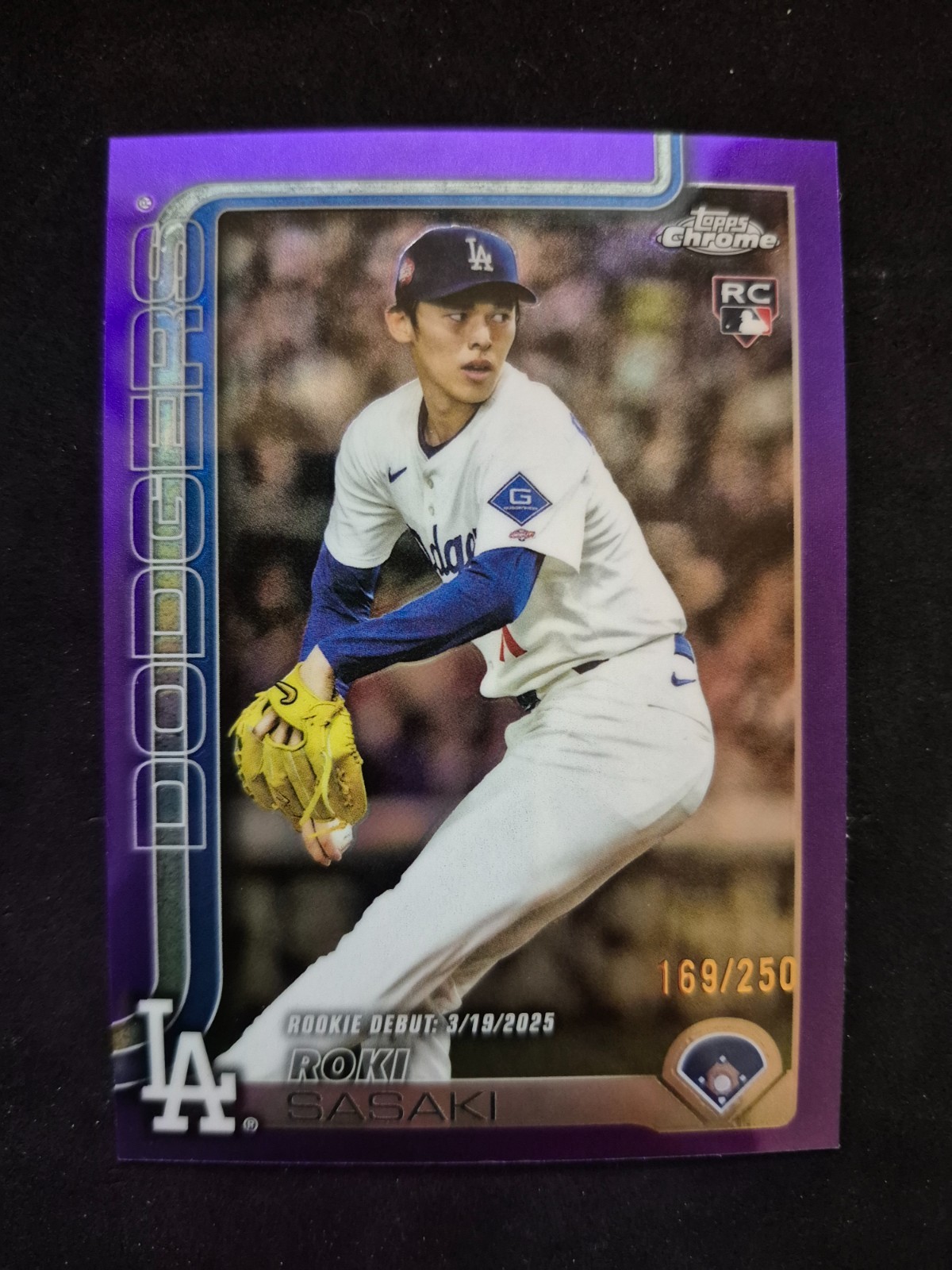 2025 Topps Chrome Update Roki Sasaki Purple Debut Rookie /250