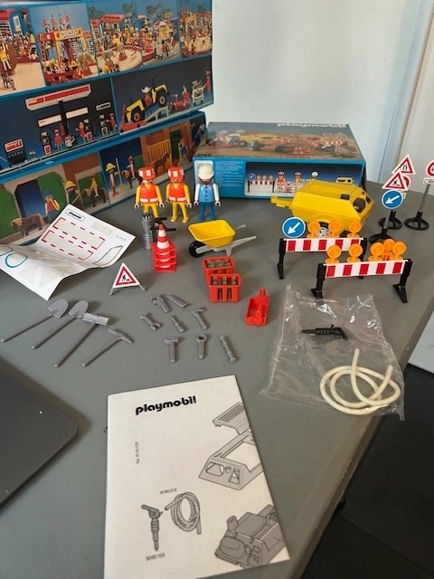 LOT H1 PLAYMOBIL Vintage Camion Remorque Cabane De Chantier Travaux Public Dde EUR 26,50