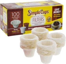 Disposable Paper Coffee Filters 100 Count - Compatible with Keurig, K-Cup  & Oth