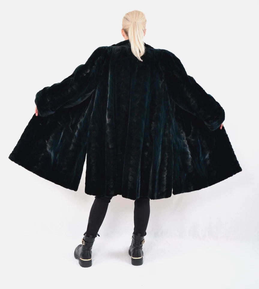 US5598 ABRIGO DE PIEL DE VISÓN ESQUILADO REAL CHAQUETA DE VISÓN RANCHO FORMA DE A TALLA 2XL ABRIGO DE VISÓN Foto 2 de 4