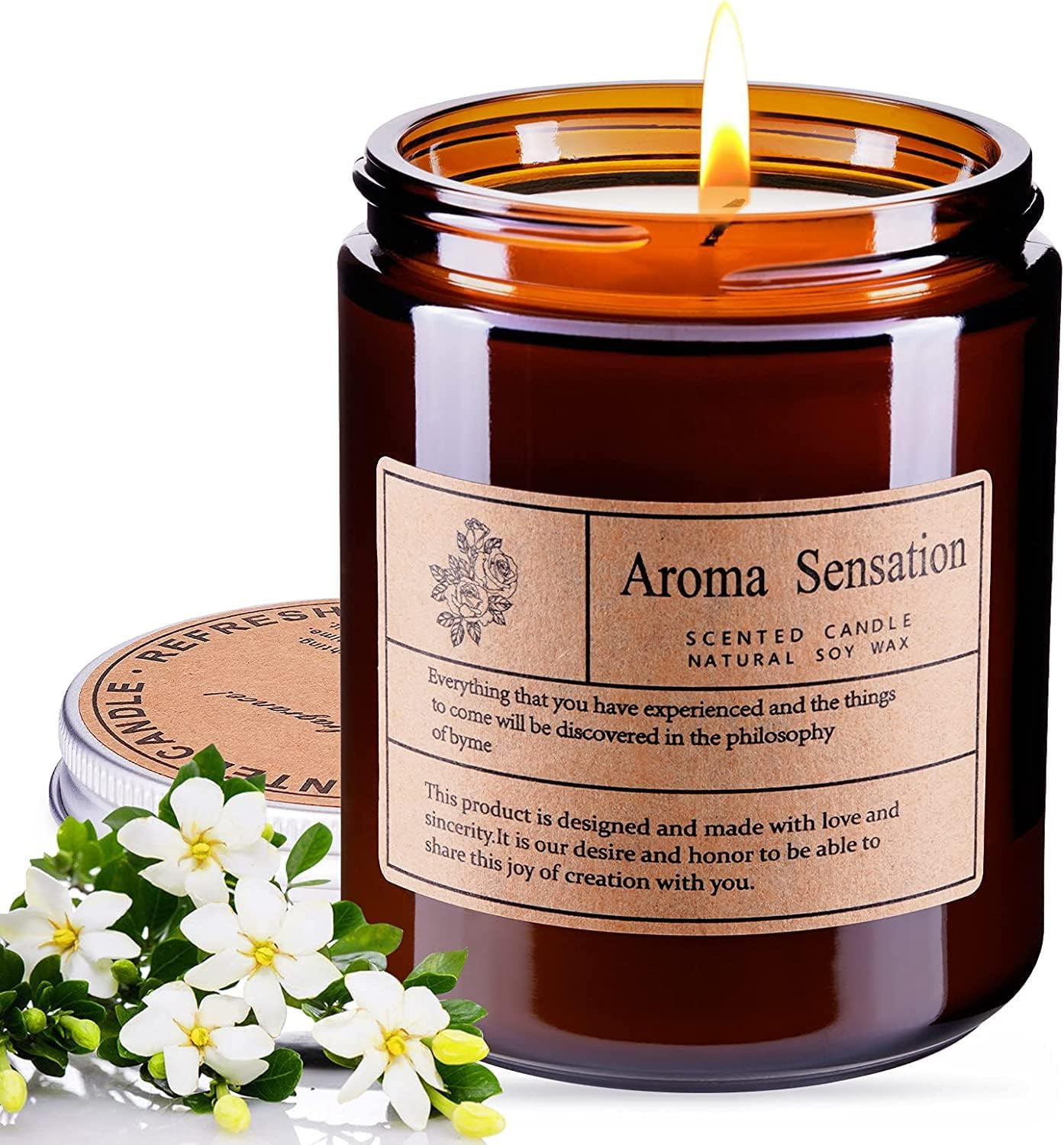 KAPASKI Scented Candle, Highly Scented, Natural Soy Wax, 40 Hours Long Burning,