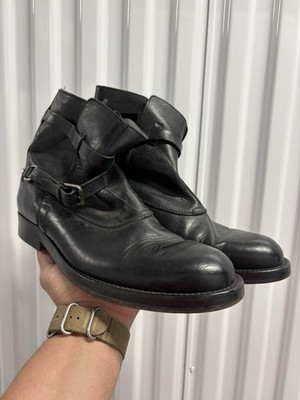 Polo Ralph Lauren Mens Black Leather Boots 10.5 D Newent Jodhpur Buckle & Tree