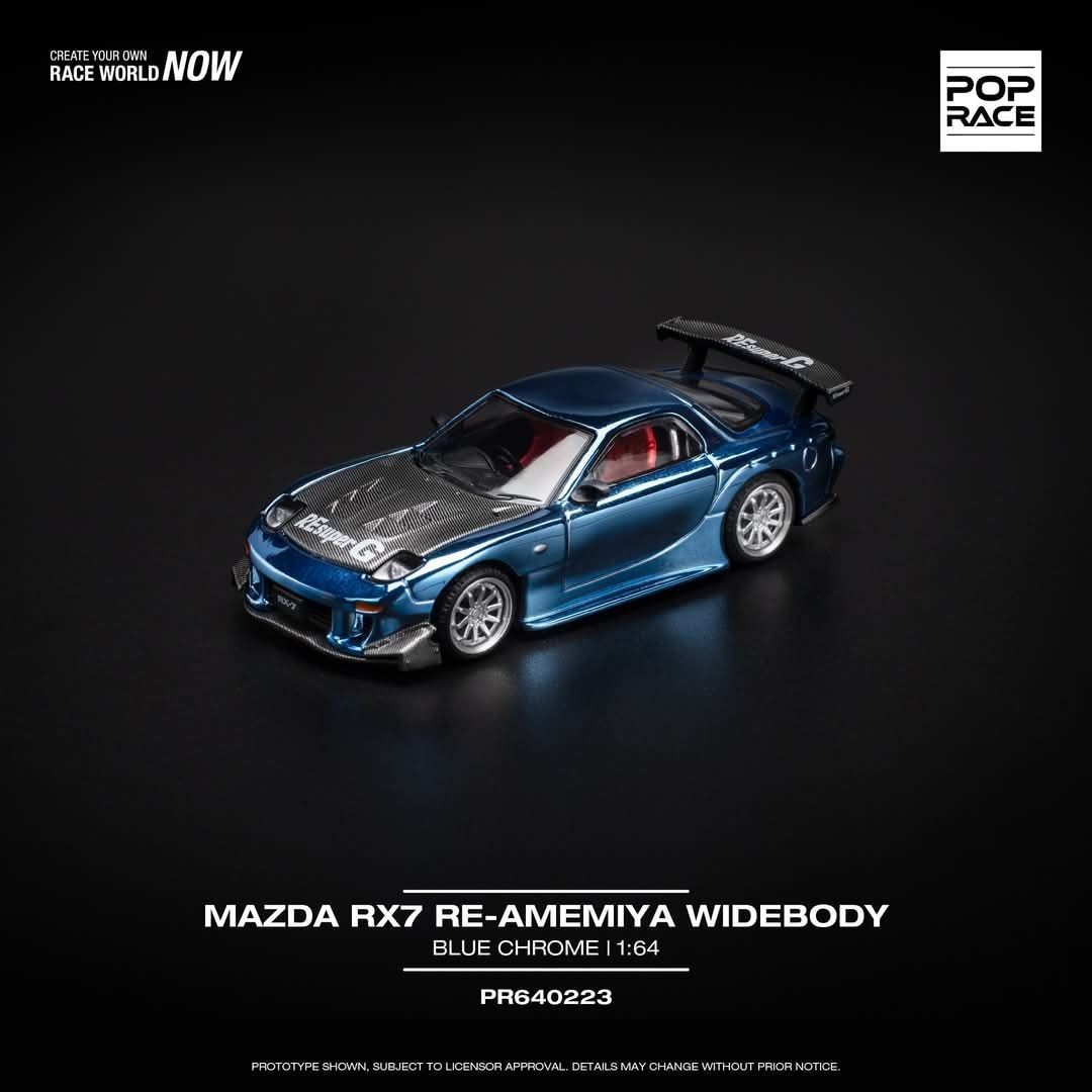 POPRACE PR64-223 MAZDA RX7 RE-AMEMIYA WIDEBODY BLUE CHROME 1/64