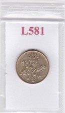 L581 Moneta Coin ITALIA Repubblica Italiana 20 Lire Ramo di Quercia 1971