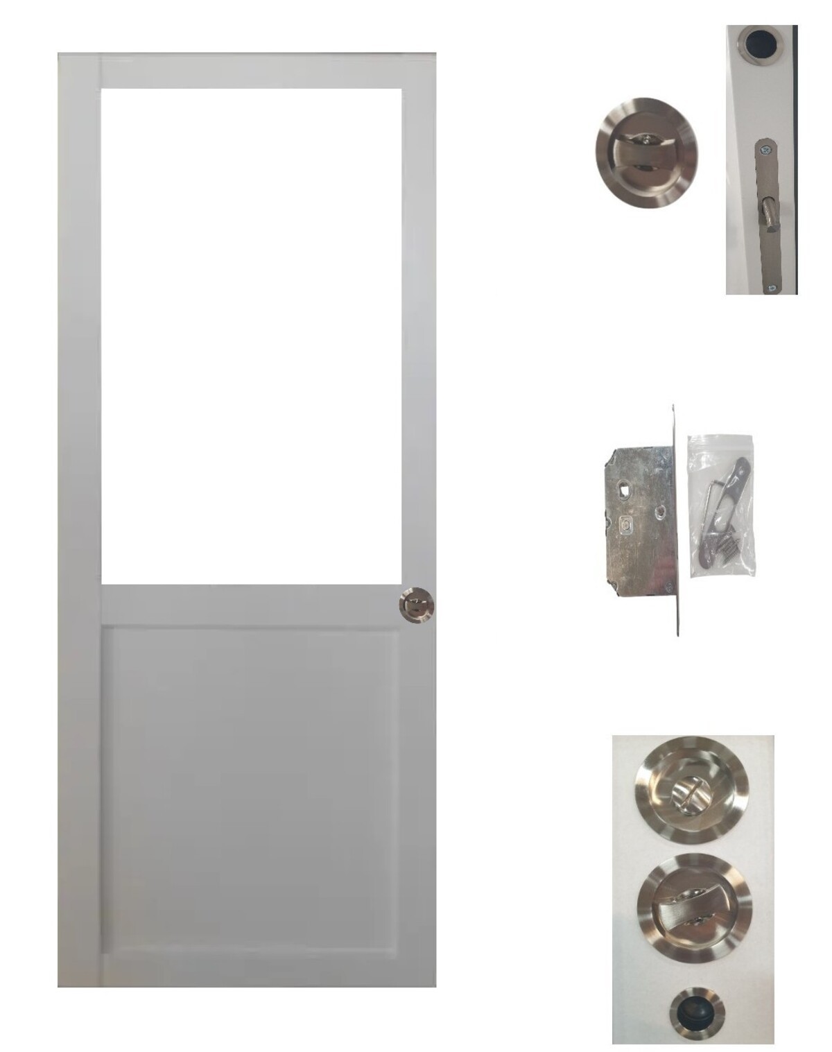 Porte coulissante blanche H204xL93 sans meneau pour isoler un bureau sans perdre la lumière