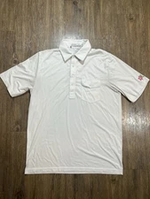 Criquet Polo Pima Short Sleeve Front Pocket Shirt White Flower Embroidered M