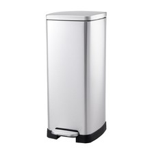30L Square Stainless Steel Kitchen Pedal Bin Modern Rubbish Waste Dustbin