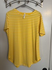 A New Day Yellow White Striped Short Sleeve Crew Neck Knit T-Shirt Size S