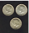 3 1964 Kennedy Half Dollars (90%) AU