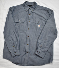 Carhartt Loose Fit Midweight Denim Blue Chambray Long Sleeve Shirt Men's Large