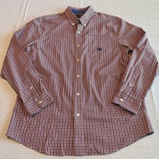 Chaps Men's Stretch Easy Care Red Checkered Shirt L