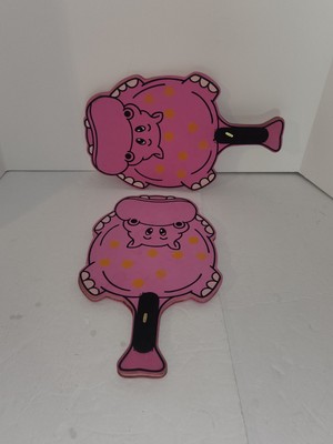 Vintage Hilco Hippo and Elephant Badminton Ping Pong Paddles Kids Foam Topping 
