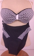 Unbranded Black/White Diamond Ruched Front Bikini 2 Piece Swim Set Size M.  (41)