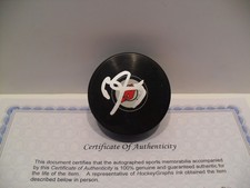 Brenden Dillon Autographed Signed New Jersey Devils Puck COA  Bright Silver Pen