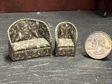 Dollhouse Miniature Sofa Chair Brown R 1:48 Quarter Scale B339 Dollys Gallery