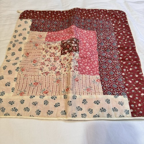 Vintage Patchwork Quilt Block Lap Blanket Yarn Tied 40” Sq & Pillow Cover - Picture 5 of 10