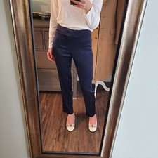St. John Emma Liquid Satin Navy Blue Pants Size 2