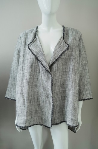 MARINA RINALDI grey linen viscose jacket blazer lagenlook plus size Size 25 - Picture 6 of 14