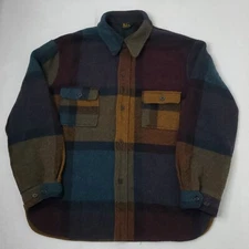 Vintage h.i.s Sportswear Flannel Shirt Mens S/M Wool Country Check Plaid 80s 90s