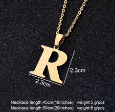 GOLD STAINLESS STEEL INITIAL LETTER A TO Z PENDANT NECKLACE ALPHABET UK SELLER