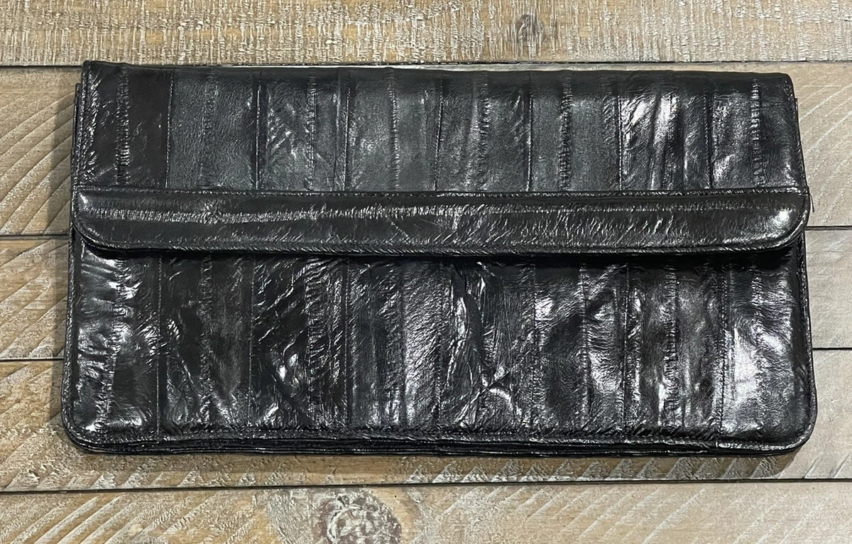 Black Vintage eel skin Clutch purse EUC 11x6.5