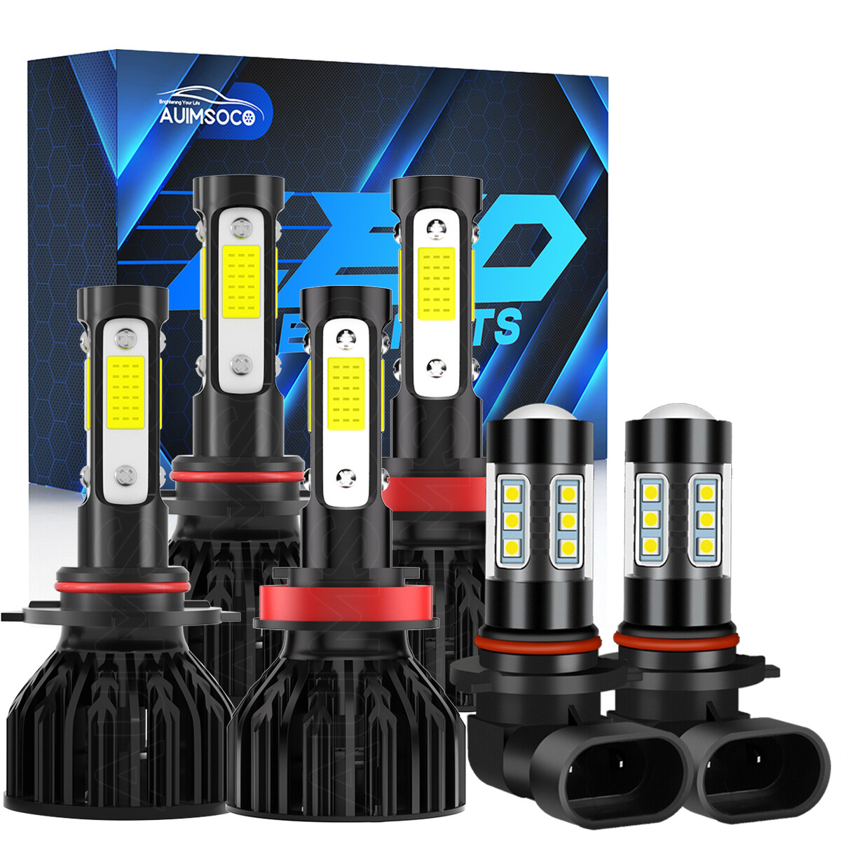 For 2015-2020 Ford Expedition 6000K Front LED Headlight Hi/Lo + Fog Light Bulbs