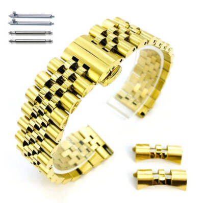 Gold Jubilee Replacement Quick Release & Curved End Metal Steel Watch Band 7033