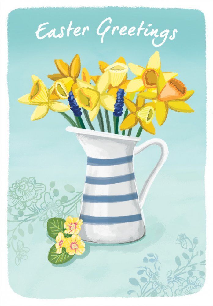 Easter Card - Greetings - Daffodils in Jug - Regal Quality NEW