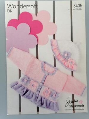BABY CARDIGAN and HAT, 41-61cm, 8ply - STYLECRAFT Knitting Pattern 8405