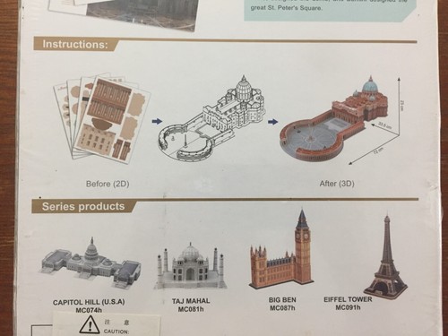 CubicFun 3D Puzzle - St. Peter's Basilica - MC092h - 144 Pieces - New - Picture 5 of 15