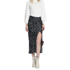 SANS SOUCI Runched Satin Slit Midi Skirt SIZE L