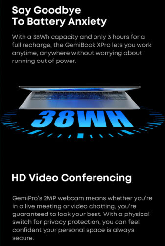 CHUWI 14.1in GemiBook XPro Laptop Intel N100 Quad-Core 3.4GHz 256G SSD Windows11 - Picture 13 of 16