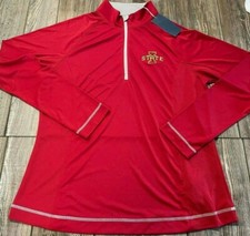 NWT Womens Iowa State Cyclones Red Embroidered 1/4 Zip Performance Shirt Sz XL