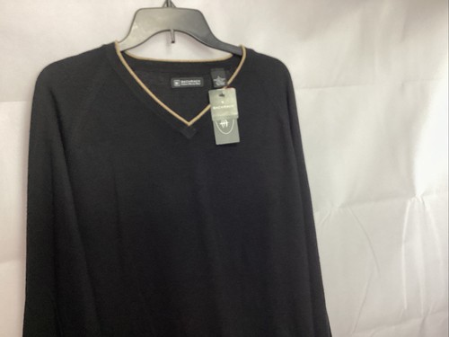 New Bachrach 100% Merino Wool V-neck Sweater Mens Size Large Black $68 - Picture 4 of 12