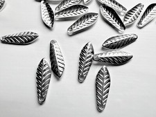 Charm, Leaf, 144 Silver Plated Brass 11.5x4mm Curved Leaf Drop Charms 