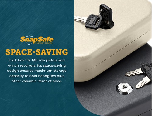 SnapSafe Portable Lock Box, Include 2 Keys, Security Cable- 9.5"x 6.5"x 1.75"" - Picture 5 of 7