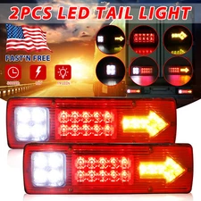 2pcs Utility Trailer LED Tail Light Kit Stop Rear Brake Turn Indicator