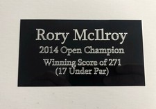 Rory McIlroy - Plaque gravée pour 2014 souvenirs ouverts comme cadre drapeau signé