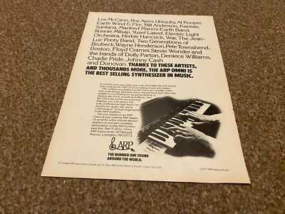 JBF63 ADVERT 11X8 ARP OMNI SYNTHESIZER. ROY AYERS. AL KOOPER. UBIQUITY