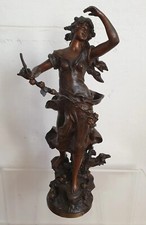 sculpture 48 cm regule auguste moreau les mures  zinc no bronze art nouveau