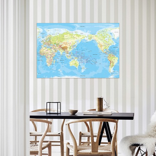 Póster mapa topográfico mundial lienzo impresión decoración A1 A2 - Imagen 4 de 12
