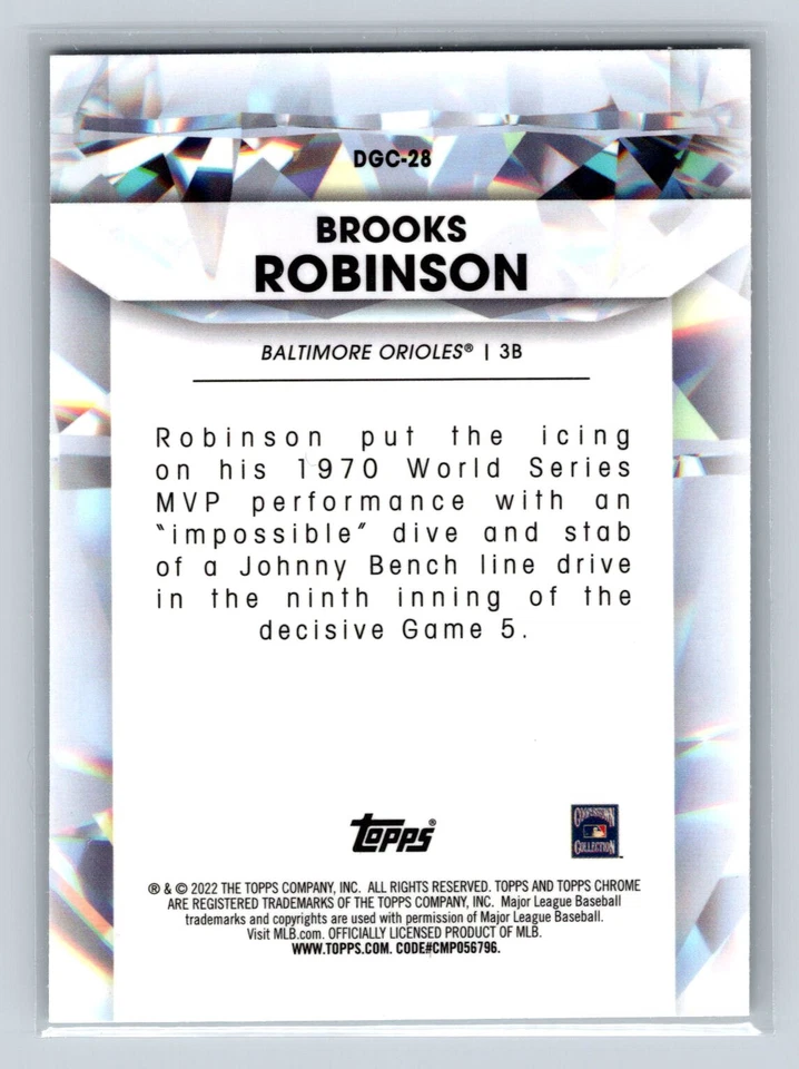 2022 Topps Chrome - Diamond Greats - DGC-28 - Brooks Robinson - Insert - Image 2 of 2