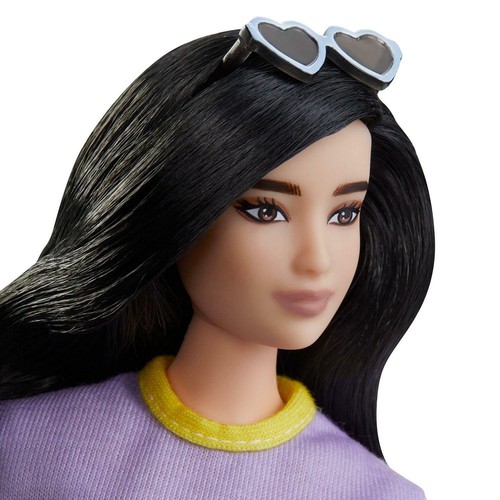 Barbie Fashionistas Puppe 127 - kurvig mit dunklen Haaren und Einhorn Gläubiges Kleid - Bild 5 von 8