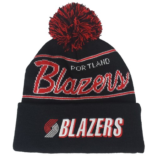 Portland Blazers Mitchell & Ness NBA Knit Hat Beanie Cap Script Logo Black New