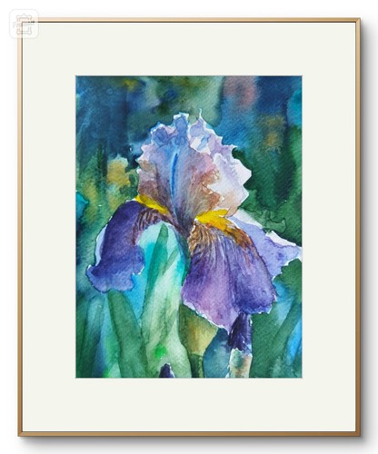 Iris Blume Aquarell Gemälde Original Blumenkunst Lila Blumen Botanische Kunst - Bild 4 von 7
