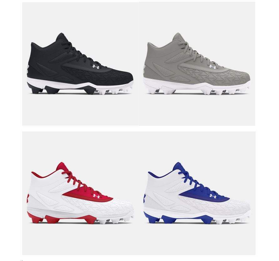 Crampons Baseball Under Armour Leadoff Mid RM - Homme - Noir/Blanc - Taille 9 Regular