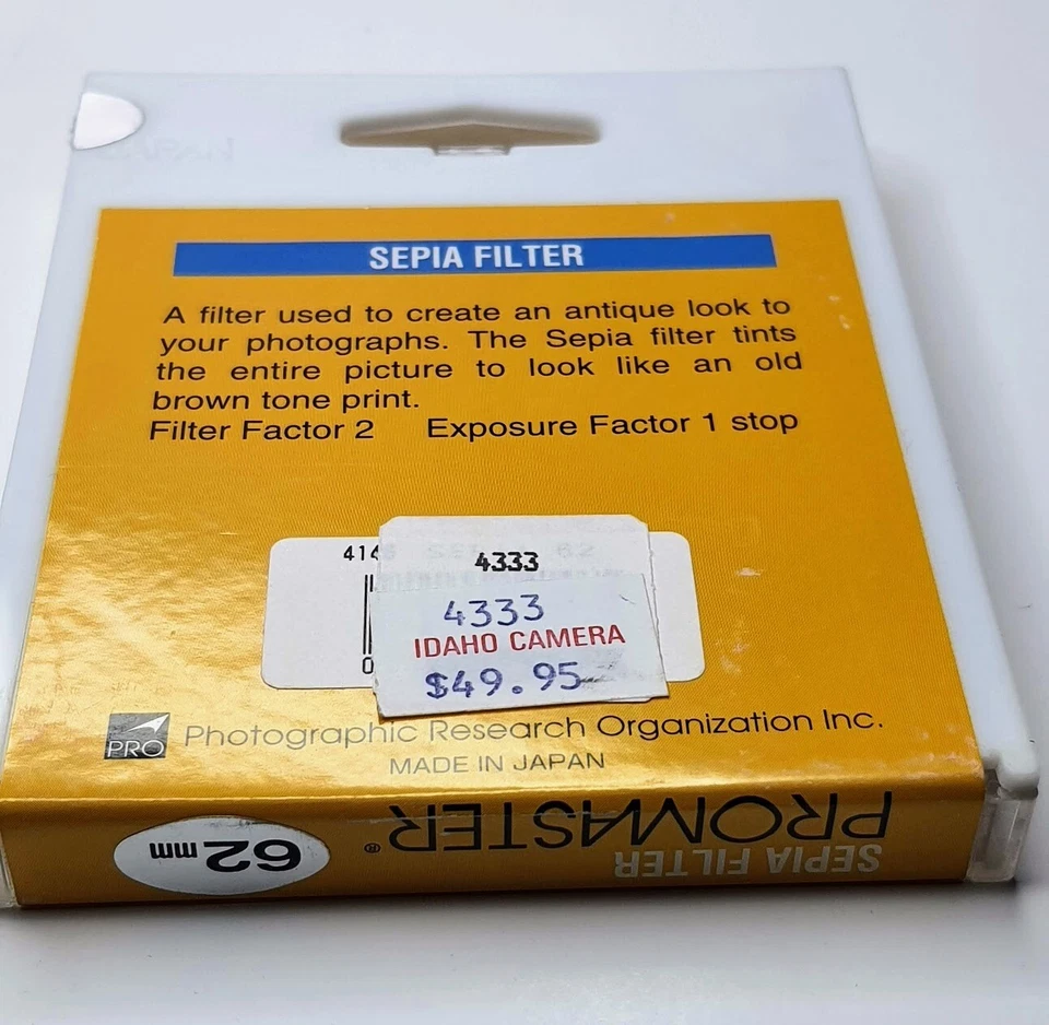 Pro 62mm Special Effect Sepia Lens Filter Old Tyme For Film Digital Black White - Image 3 of 4