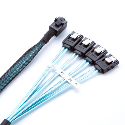 1 Meter Mini SAS HD SFF-8643 To 4 SATA Breakout Cable - Forward Connection For RAID HBA, Unbranded